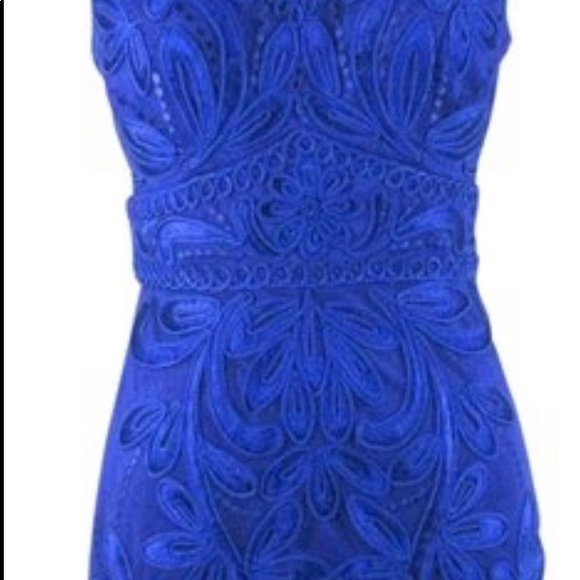 Sue Wong Nocturne Cobalt Blue Lace Cocktail Dress - Picture 4 of 5